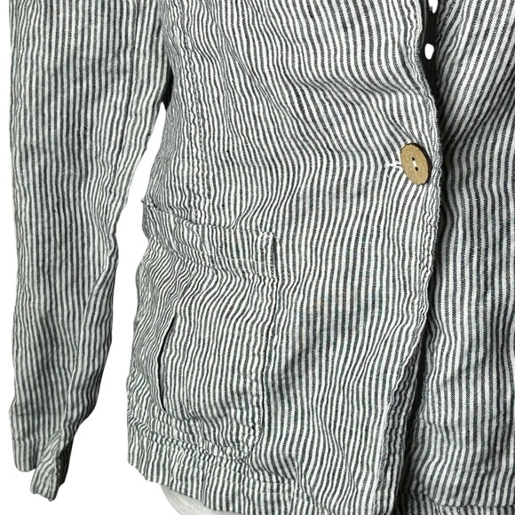 British Khaki Size large 100% Linen Pinstripe Lightweight Nautical Blazer - Picture 3 of 7
